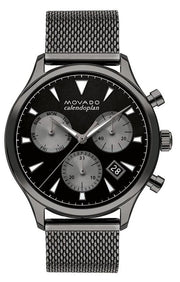  Shop Authentic Movado Heritage Calendoplan Chronograph Black Dial Grey Mesh Strap Watch for Men - 3650100 - Luxxuri