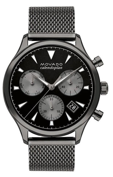  Shop Authentic Movado Heritage Calendoplan Chronograph Black Dial Grey Mesh Strap Watch for Men - 3650100 - Luxxuri