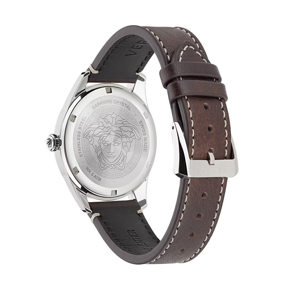  Shop Authentic Versace Greca Time Quartz Blue Dial Brown Leather Strap Watch For Men - VE3K00122 - Luxxuri