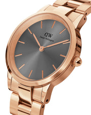  Shop Authentic Daniel Wellington Iconic Link Grey Dial Rose Gold Steel Strap Watch For Women - DW00100332 - Luxxuri