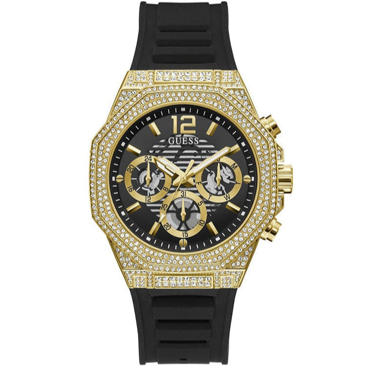  Shop Authentic Guess Momentum Chronograph Diamonds Black Dial Black Silicone Strap Watch For Men - GW0518G2 - Luxxuri