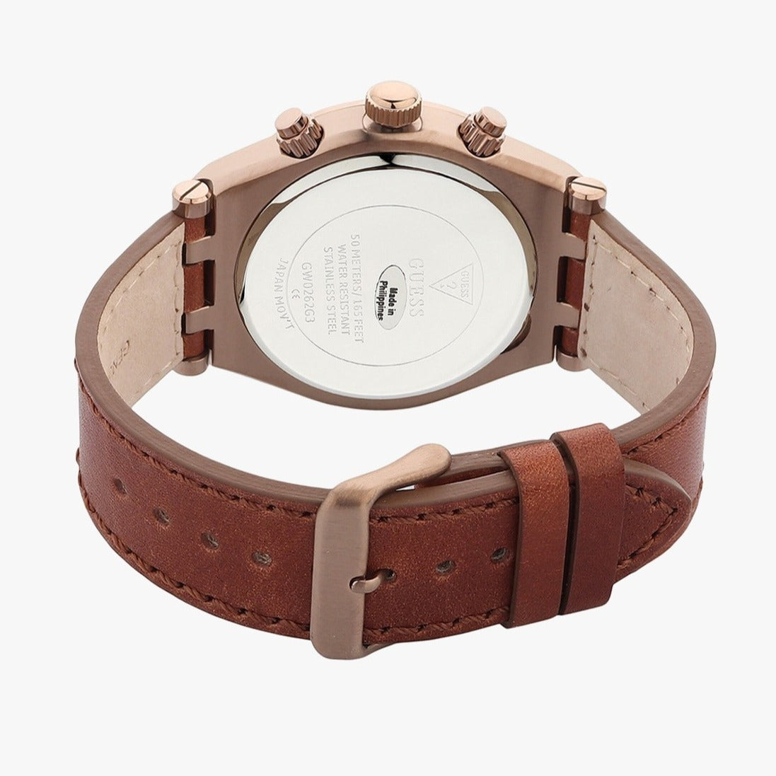 Shop Authentic Guess Analog Multifunction White Dial Brown Leather Strap Watch for Men - GW0262G3 - Luxxuri