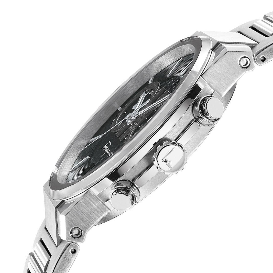  Shop Authentic Salvatore Ferragamo Sapphire Chrono Black Dial Silver Steel Strap Watch for Men - SFME00321 - Luxxuri