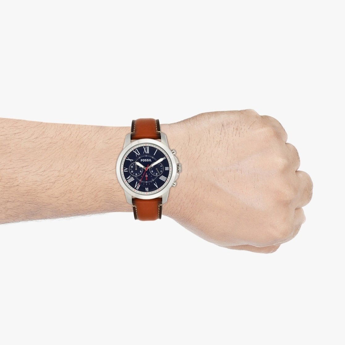  Shop Authentic Fossil Grant Chronograph Blue Dial Brown Leather Strap Watch for Men - FS5210 - Luxxuri