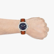  Shop Authentic Fossil Grant Chronograph Blue Dial Brown Leather Strap Watch for Men - FS5210 - Luxxuri