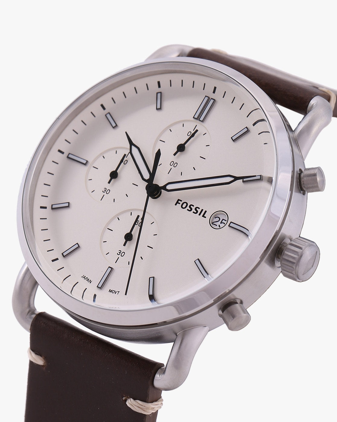  Shop Authentic Fossil The Commuter White Dial Brown Leather Strap Watch for Men - FS5402 - Luxxuri