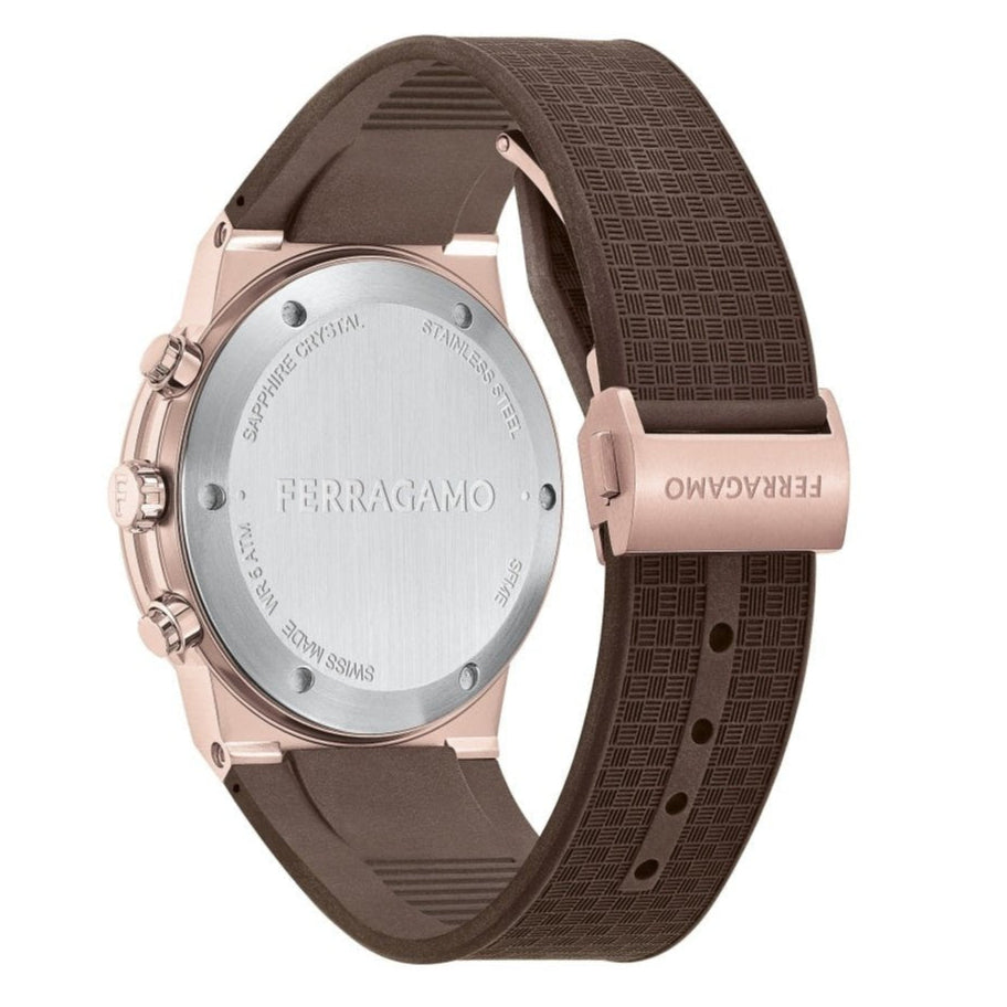  Shop Authentic Salvatore Ferragamo Sapphire Chrono Brown Dial Brown Rubber Strap Watch for Men - SFME01023 - Luxxuri