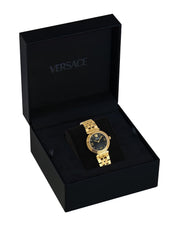  Shop Authentic Versace Daphnis Quartz Black Dial Gold Steel Strap Watch for Women - VEOCA0524 - Luxxuri