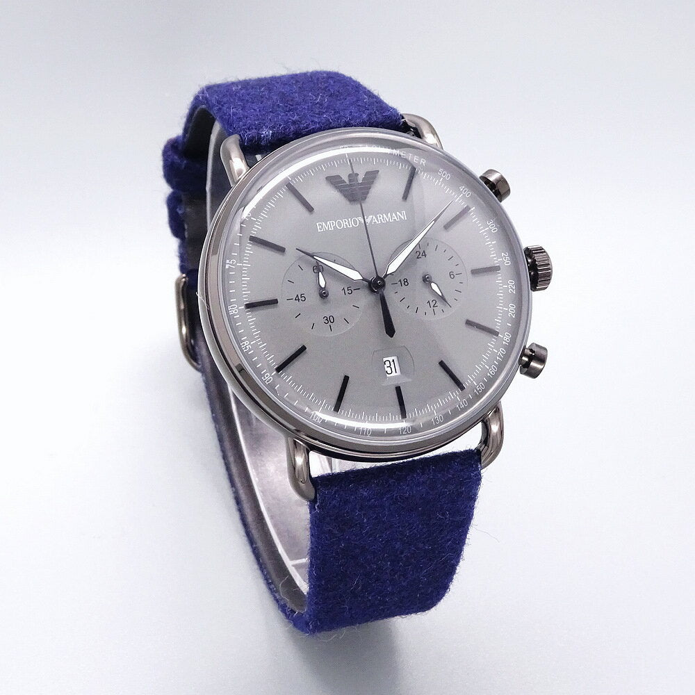  Shop Authentic Emporio Armani Aviator Quartz Grey Dial Blue Fabric Strap Watch For Men - AR11144 - Luxxuri