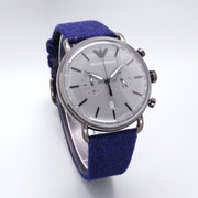  Shop Authentic Emporio Armani Aviator Quartz Grey Dial Blue Fabric Strap Watch For Men - AR11144 - Luxxuri