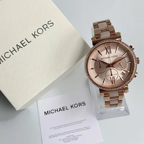  Shop Authentic Michael Kors Sofie Chronograph Rose Gold Dial Rose Gold Steel Strap Watch For Women - MK6560 - Luxxuri
