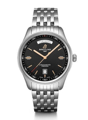  Shop Authentic Breitling Premier Automatic 40mm Day & Date Black Dial Silver Steel Strap Mens Watch - A45340241B1A1 - Luxxuri