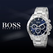  Shop Authentic Hugo Boss Ikon Blue Dial Silver Steel Strap Watch for Men - 1512963 - Luxxuri