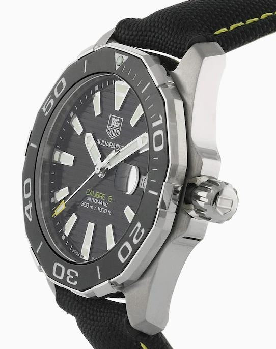  Shop Authentic Tag Heuer Aquaracer Calibre 5 Automatic Black Dial Black Nylon Strap Watch for Men - WAY211A.FC6362 - Luxxuri