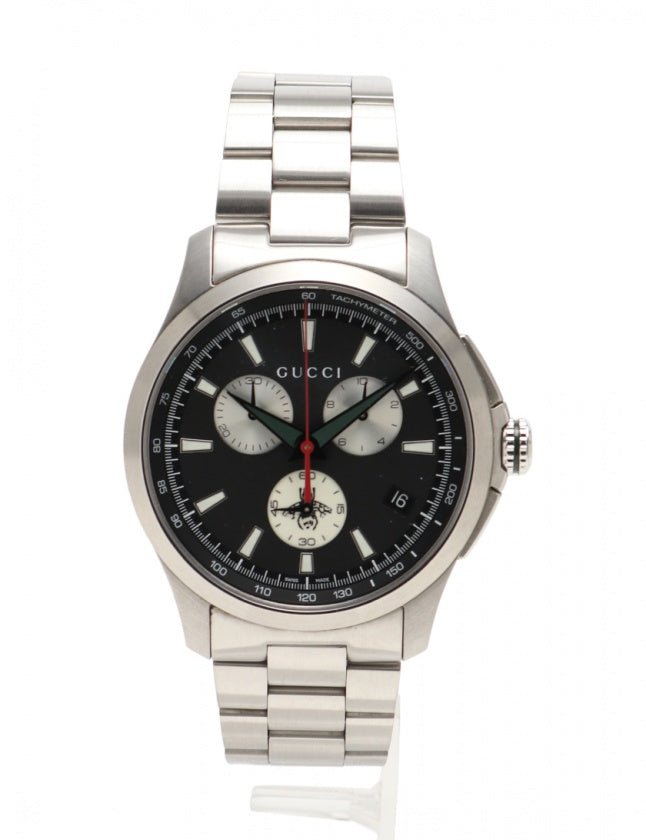  Shop Authentic Gucci G-Timeless Chronograph Black Dial Silver Steel Strap Watch For Men - YA126267 - Luxxuri