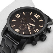  Shop Authentic Fossil Nate Chrongraph Ion Plated Black Dial Black Steel Strap Watch for Men - JR1356 - Luxxuri