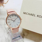 Shop Authentic Michael Kors Pyper Quartz White Dial Pink Leather Strap Watch For Women - MK2741 - Luxxuri