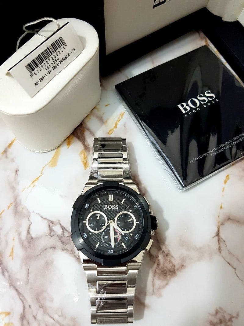  Shop Authentic Hugo Boss Supernova Chronograph Black Dial Silver Steel Strap Watch for Men - 1513359 - Luxxuri