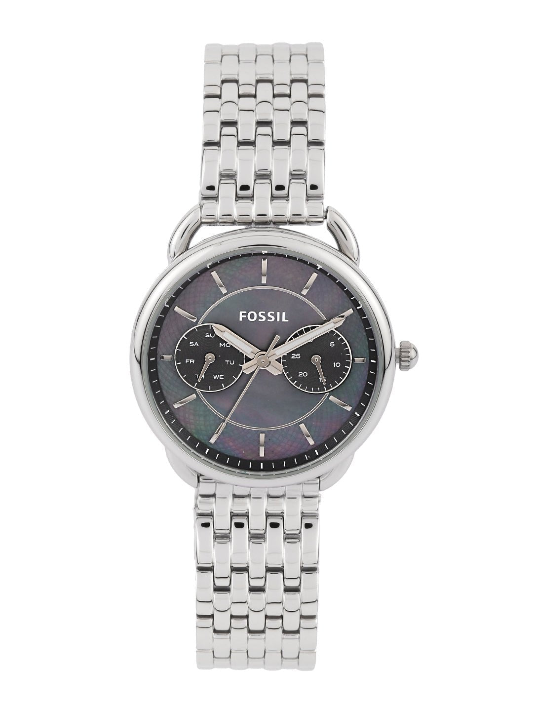  Shop Authentic Fossil Tailor Mother of Pearl Black Dial Silver Steel Strap Watch for Women - ES3911 - Luxxuri