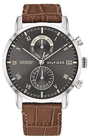  Shop Authentic Tommy Hilfiger Kane Grey Dial Brown Leather Strap Watch for Men - 1710398 - Luxxuri