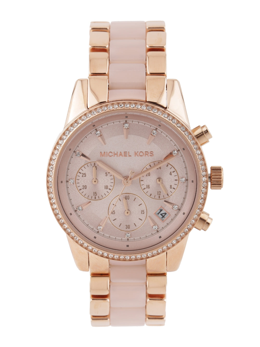  Shop Authentic Michael Kors Ritz Chronograph Rose Gold Dial Two Tone Steel Strap Watch for Women - MK6307 - Luxxuri