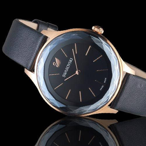  Shop Authentic Swarovski Octea Nova Grey Dial Grey Leather Strap Watch for Women - 5295358 - Luxxuri