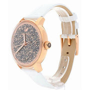  Shop Authentic Swarovski Crystalline Hours Quartz Grey Dial Black Leather Strap Watch for Women - 5344635 - Luxxuri
