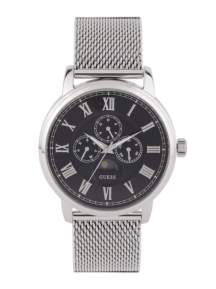  Shop Authentic Guess Delancey Black Dial Silver Mesh Bracelet Watch for Men - W0871G1 - Luxxuri