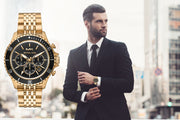  Shop Authentic Michael Kors Bayville Chronograph Black Dial Gold Steel Strap Watch For Men - MK8726 - Luxxuri