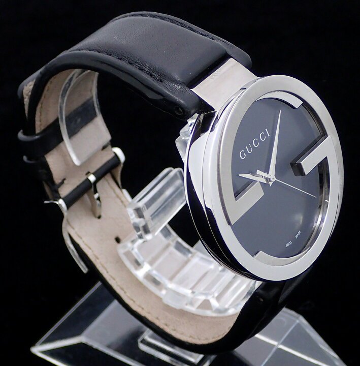  Shop Authentic Gucci Interlocking G Iconic Black Dial Black Leather Strap Watch For Men - YA133205 - Luxxuri
