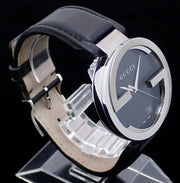  Shop Authentic Gucci Interlocking G Iconic Black Dial Black Leather Strap Watch For Men - YA133205 - Luxxuri