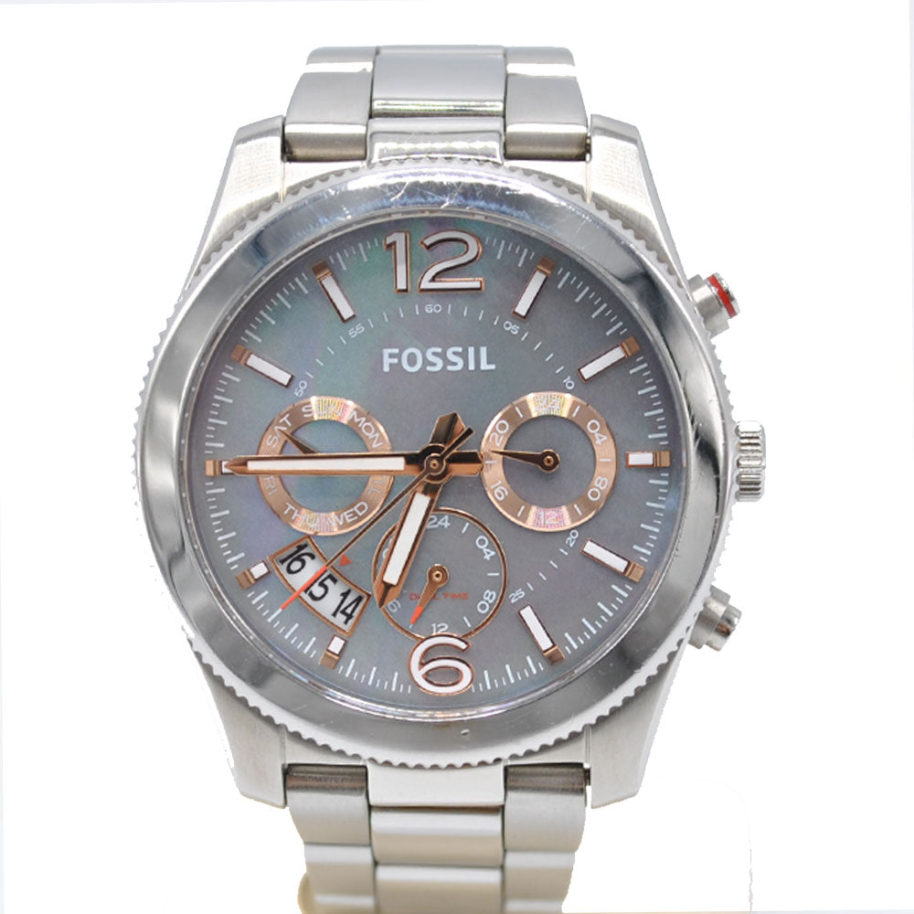  Shop Authentic Fossil Perfect Boyfriend Mother of Pearl Blue Dial Silver Steel Strap Watch for Women - ES3880 - Luxxuri