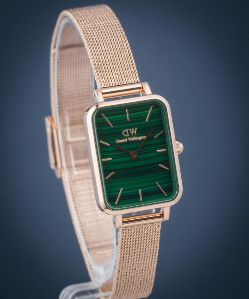  Shop Authentic Daniel Wellington Quadro Melrose Green Dial Rose Gold Mesh Strap Watch For Women - DW00100437 - Luxxuri