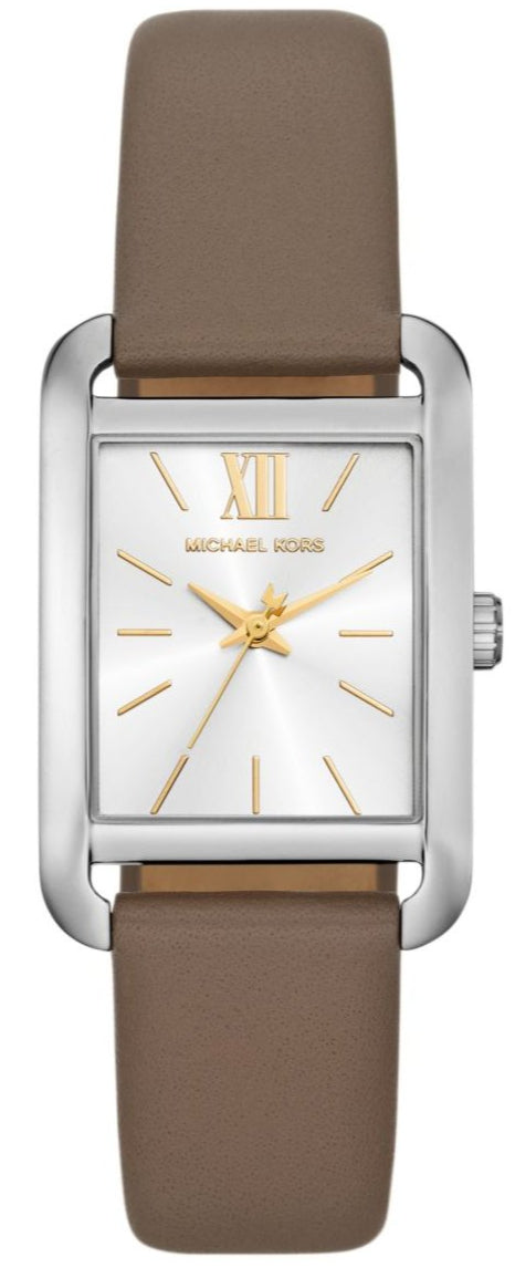  Shop Authentic Michael Kors Monroe Three Hand Silver Dial Grey Leather Strap Watch for Women - MKO1030 - Luxxuri