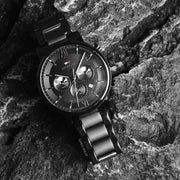  Shop Authentic Tommy Hilfiger Evan Chronograph Quartz Black Dial Black Steel Strap Watch For Men - 1710410 - Luxxuri