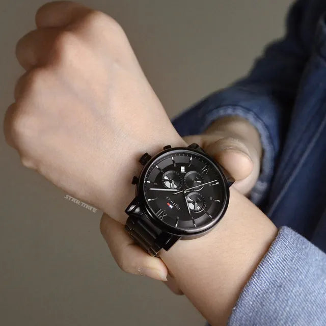  Shop Authentic Tommy Hilfiger Evan Chronograph Quartz Black Dial Black Steel Strap Watch For Men - 1710410 - Luxxuri