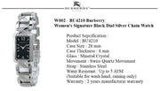Burberry Signature Quartz Black Dial Silver Steel Strap Watch for Women - BU4210