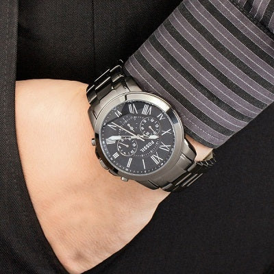  Shop Authentic Fossil Grant Chronograph Blue Dial Grey Steel Strap Watch for Men - FS4831 - Luxxuri