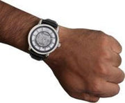  Shop Authentic Emporio Armani Luigi Silver Skeleton Dial Black Leather Strap Watch For Men - AR1981 - Luxxuri