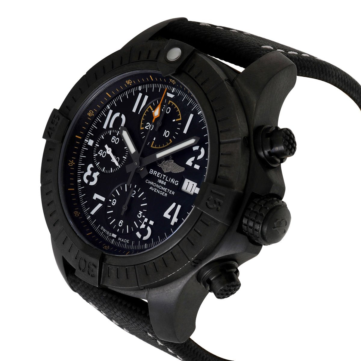  Shop Authentic Breitling Avenger Chronograph 45mm Night Mission Black Dial Black Nylon Strap Watch for Men - V13317101B1X1 - Luxxuri