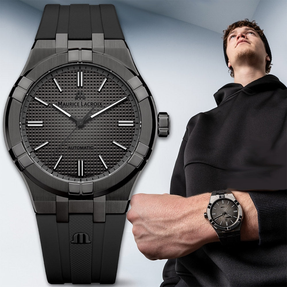  Shop Authentic Maurice Lacroix Aikon Automatic Gunmetal Dial Black Rubber Strap Watch For Men - AI6008-PVB00-330-2 - Luxxuri