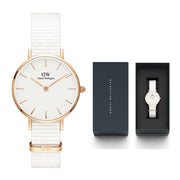  Shop Authentic Daniel Wellington Petite Dover Quartz White Dial White NATO Strap Watch For Women - DW001000313 - Luxxuri