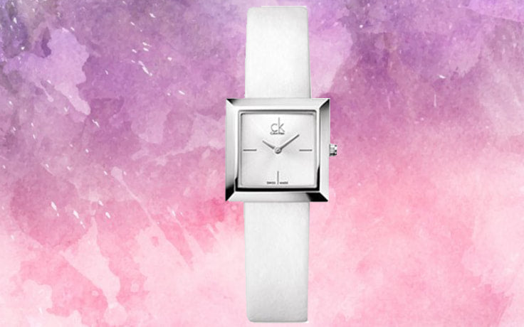  Shop Authentic Calvin Klein Mark Silver Dial White Leather Strap Watch for Women - K3R231L6 - Luxxuri