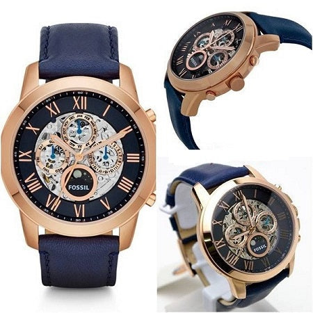  Shop Authentic Fossil Grant Automatic Blue Dial Blue Leather Strap Watch for Men - ME3029 - Luxxuri