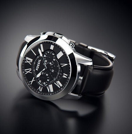  Shop Authentic Fossil Grant Chronograph Black Dial Black Leather Strap Watch for Men - FS4812 - Luxxuri