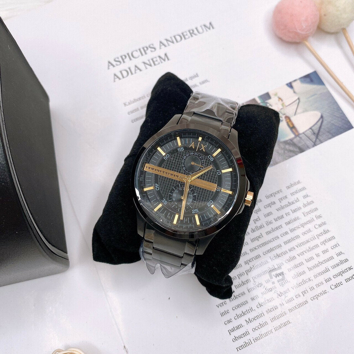  Shop Authentic Armani Exchange Hampton Chronograph Black Dial Black Steel Strap Watch For Men - AX2121 - Luxxuri