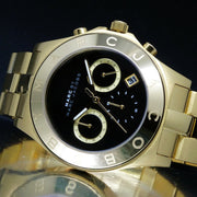  Shop Authentic Marc Jacobs Blade Chronograph Black Dial Gold Steel Strap Watch for Women - MBM3309 - Luxxuri
