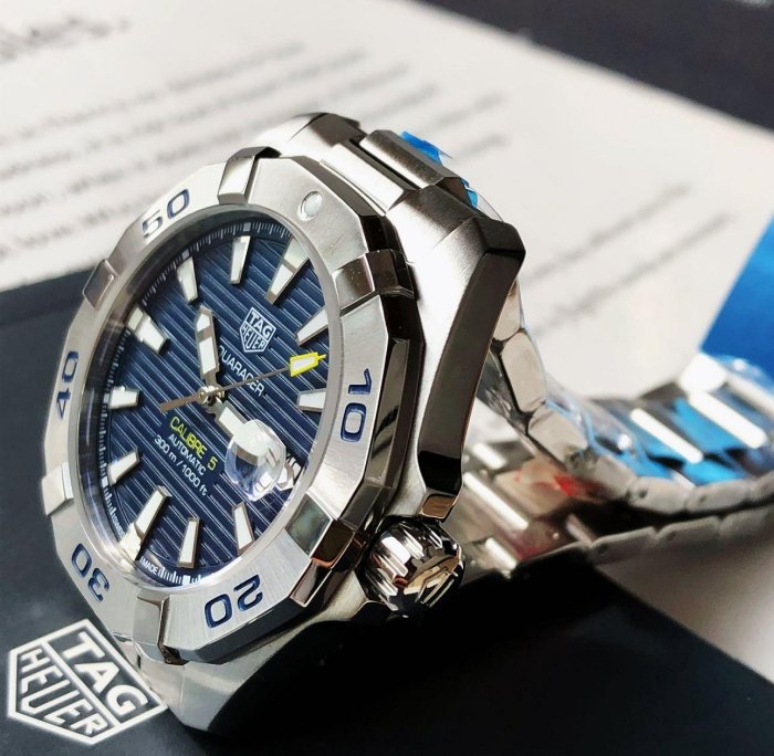  Shop Authentic Tag Heuer Aquaracer Automatic Blue Dial Silver Steel Strap Watch for Men - WBD2112.BA0928 - Luxxuri