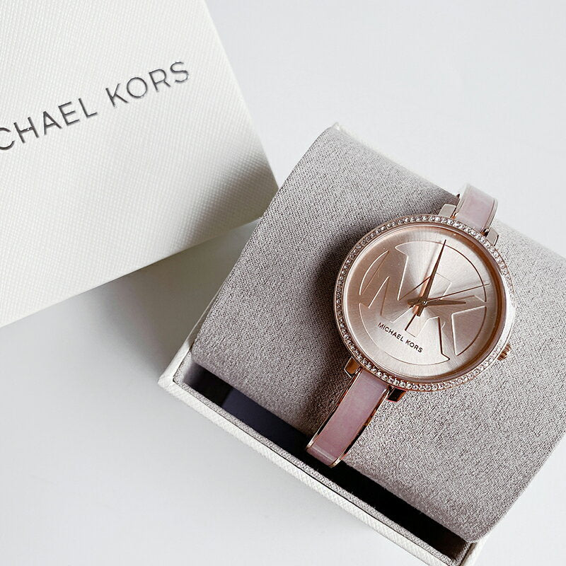  Shop Authentic Michael Kors Jaryn Analog Rose Gold Dial Pink Steel Strap Watch For Women - MK4545 - Luxxuri