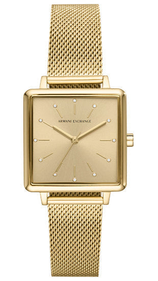  Shop Authentic Armani Exchange Lola Quartz Gold Dial Gold Mesh Strap Watch For Women - AX5801 - Luxxuri